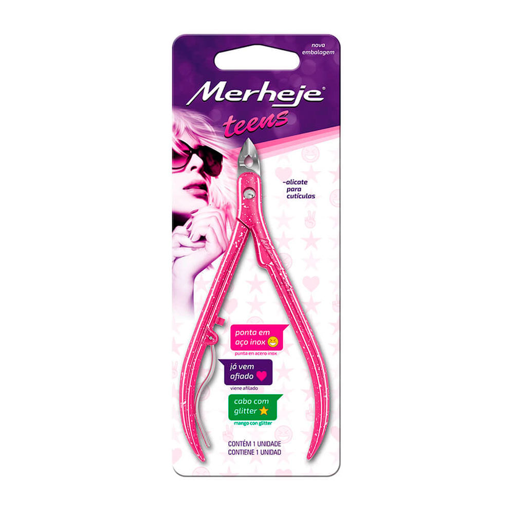 Alicate para Cutículas Merheje Teen Rosa