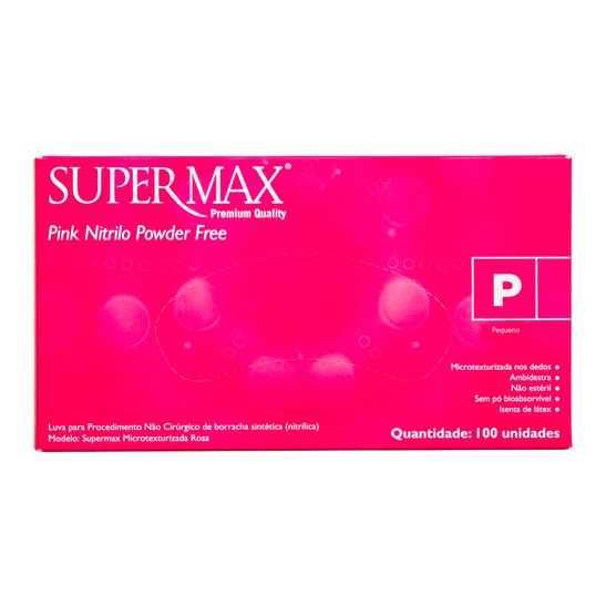 LUVA-SUPERMAX-NITRILO-PINK-C-100-TAM-P