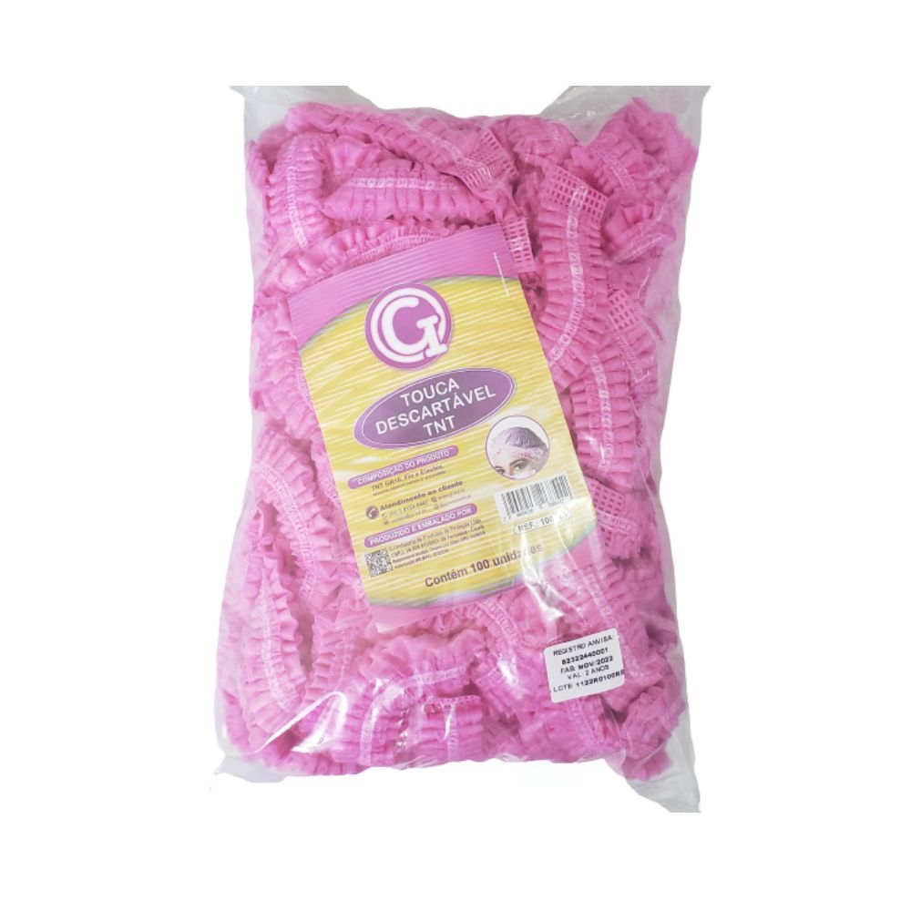 Touca Descartável Gi De TNT Rosa 50Un Ref46