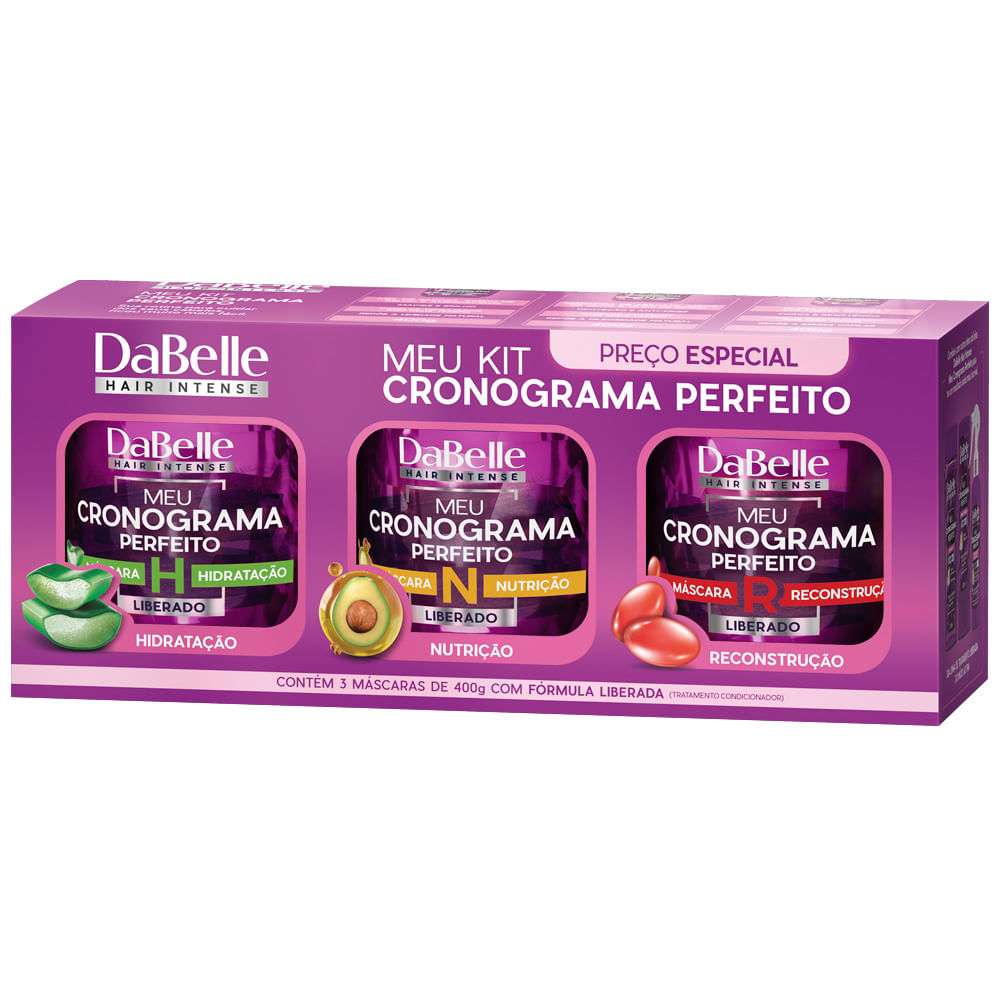 Kit 3 Máscaras Dabelle Meu Cronograma Perfeito