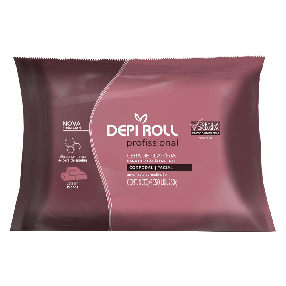 Cera DepiRoll Quente Bloco Rosa 250g