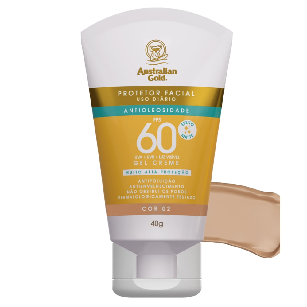 Protetor Solar Facial Australian Gold FPS60 40g Cor 2