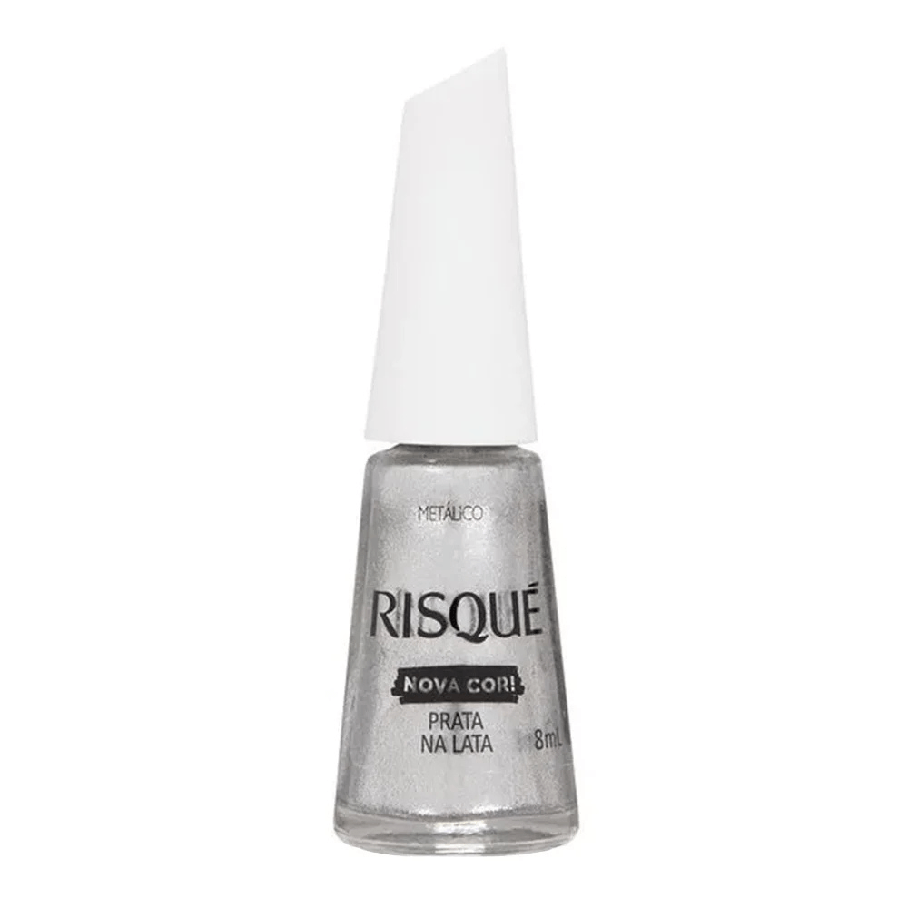 Esmalte Risqué Básico Metálico Prata na Lata 8ml