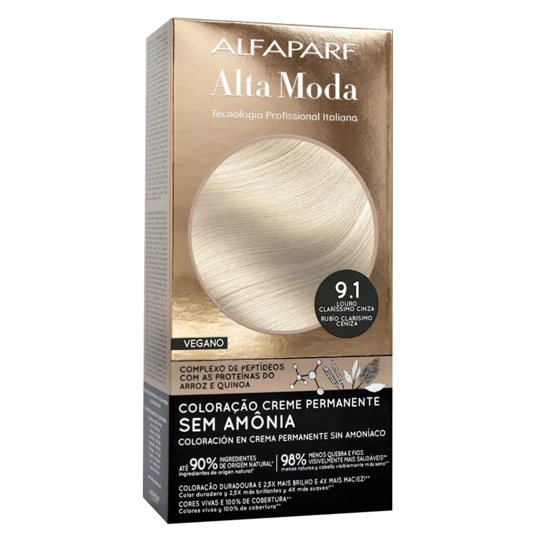 Coloração Alta Moda Sem Amônia 9.1 Louro Cinza
