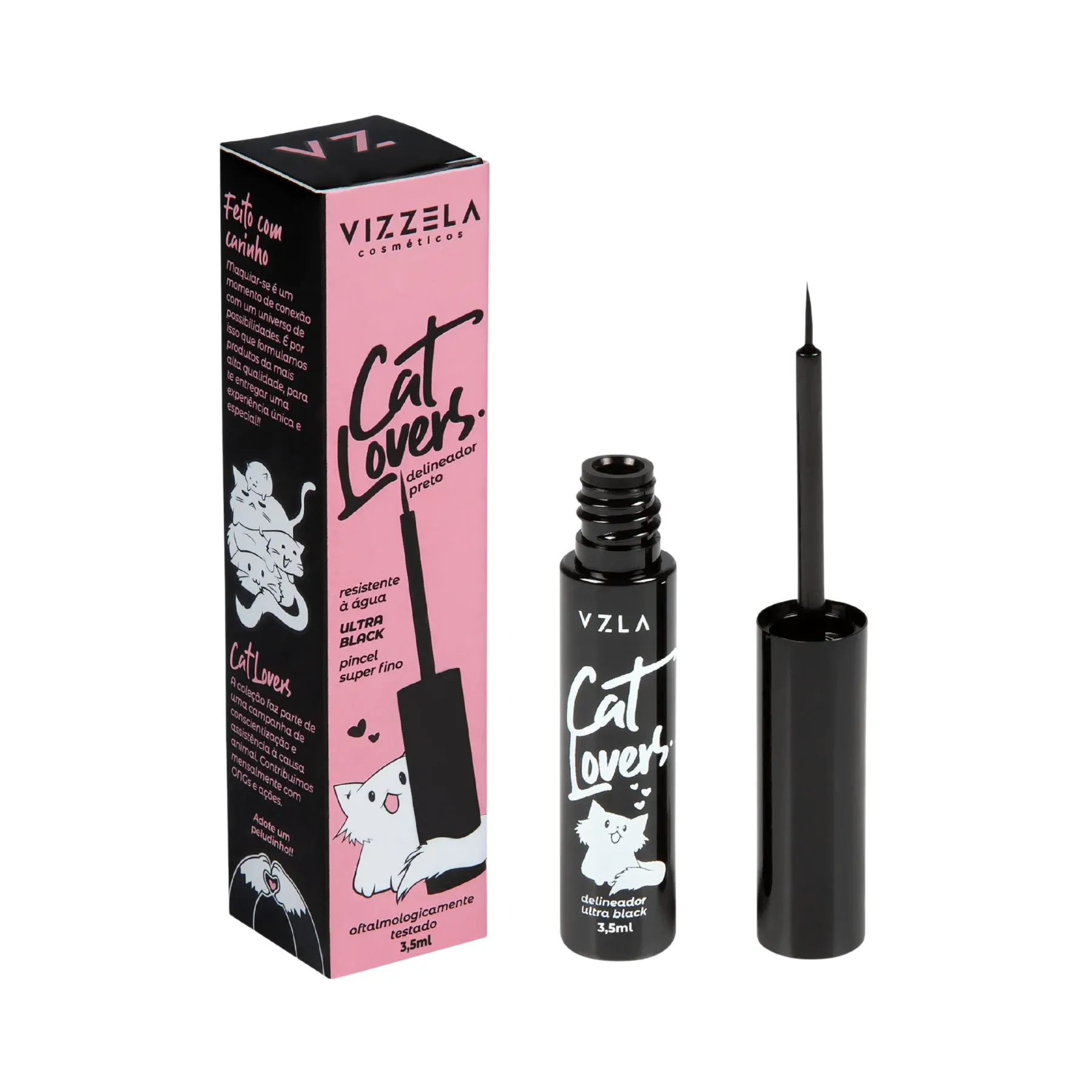 Delineador Líquido Vizzela Cat Lovers Preto