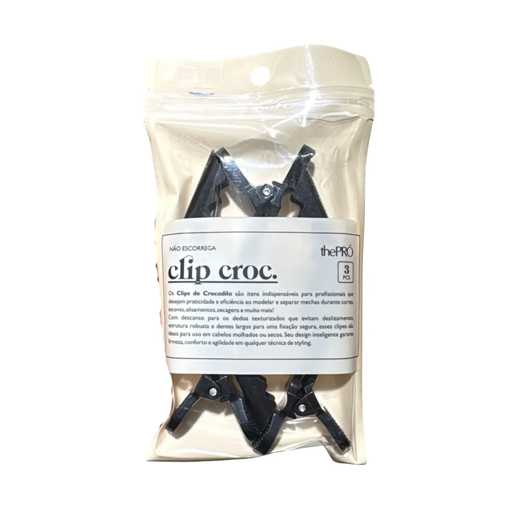Kit Clips para Cabelo ThePró Crocodilo Preto c/3